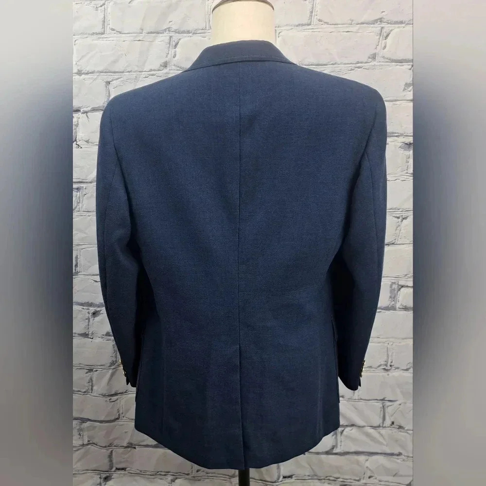 Vintage 80s 90s Stafford Men's Blazer Sport Coat Tailored in USA Blue 43R  42R - Picture 7 of 16
